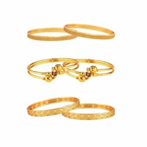 Kalai Designer Gold Plated Bangles Jewellery For Women & Girls Combo of 3 (2.8)