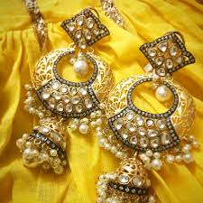 Gold-Plated Floral Design Jhumka Earrings