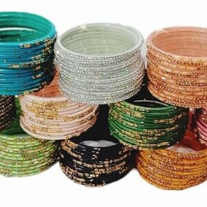 PARTISH Glass Bangles Set For Women l Girls Traditional Design Chudi Set Pack of 144