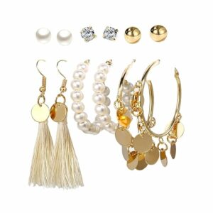 Yellow Chimes Earrings for Women & Girls | Fashion Studs and Hoops Earring Set | Gold Plated Small Stud and Big Hoop Earring | Western Hoop Earrings Combo | Birthday & Anniversary Gift